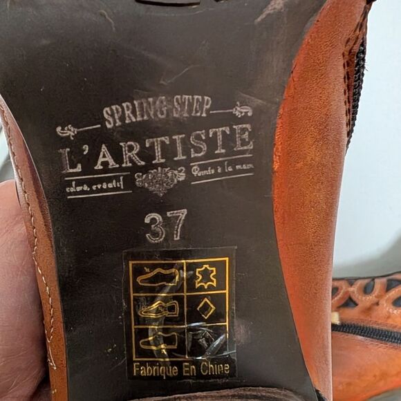 L’Artiste by Spring Step Arabella leather bootie stacked heel western size 37 - Picture 2 of 11